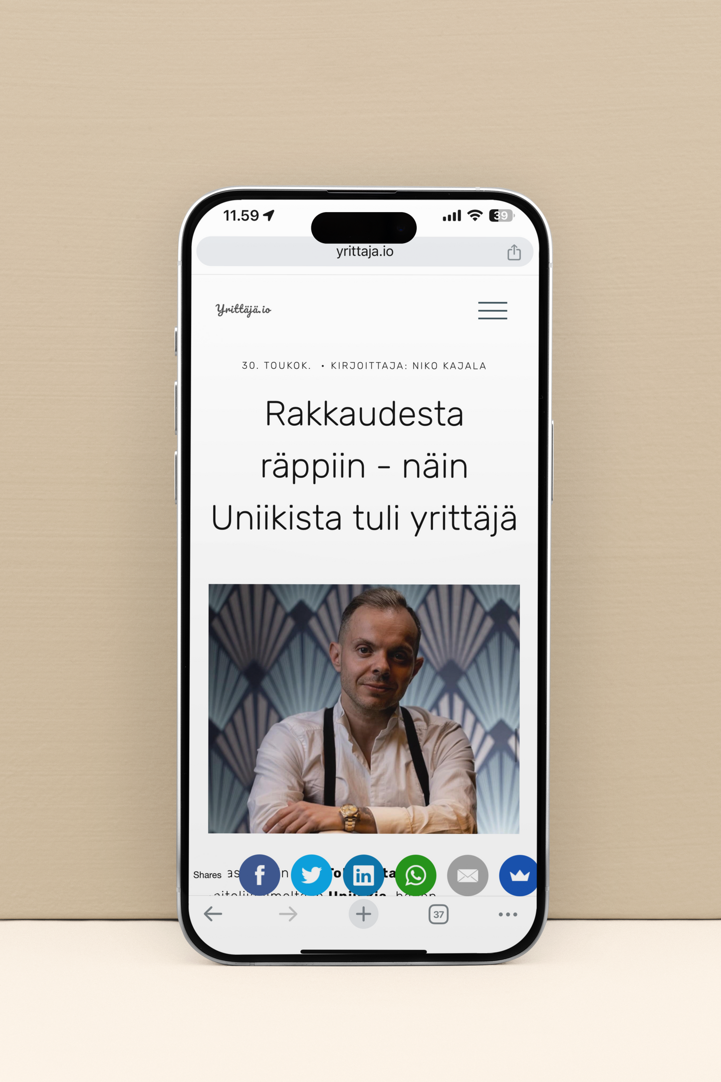 Yrittäjä.io artikkelin julkaisu